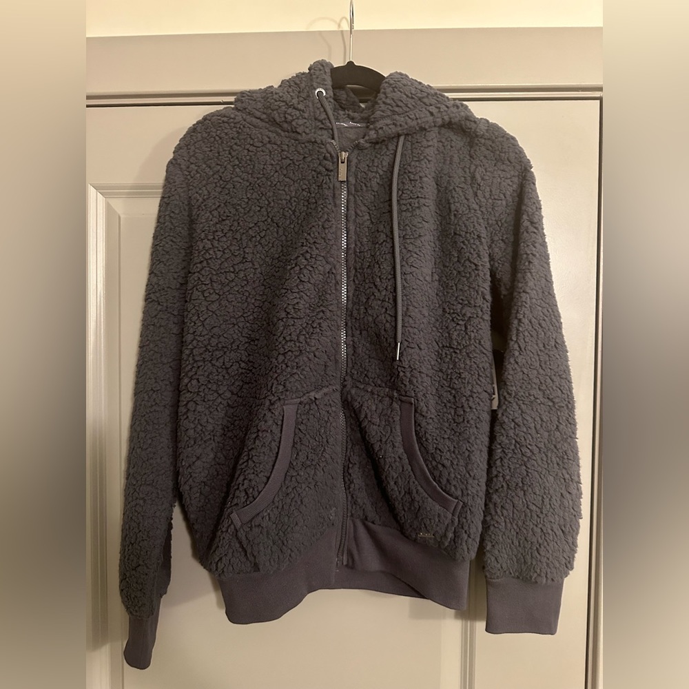 Marc New York $69 Performance Charcoal Plush Hoodie Jacket Sherpa Teddy Bear Zip - Picture 7 of 7